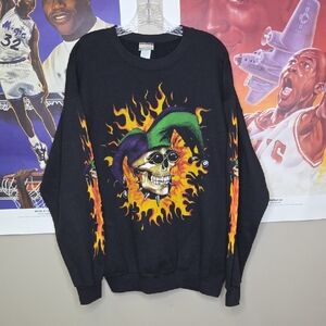 Lee Men's Black Sweater with Colorful Jester Graphic